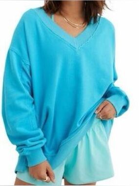 Aerie Blue V-Neck Sweatshirt